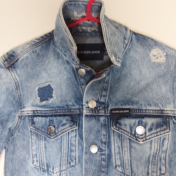 Calvin Klien Distressed Patched 100%Cotton Denim Jacket - Picture 7 of 10